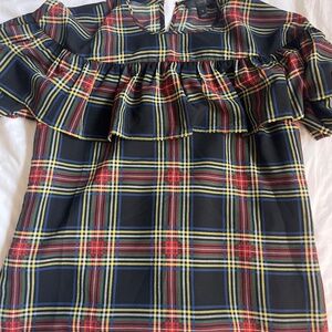 Jcrew ruffle plaid holiday top